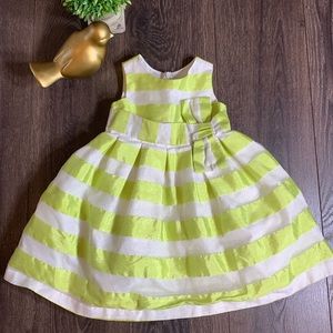 Gymboree green striped big bow dress 2T